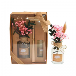 Decorate Gift Box Flower Aroma Reed Diffuser Set With Sticks